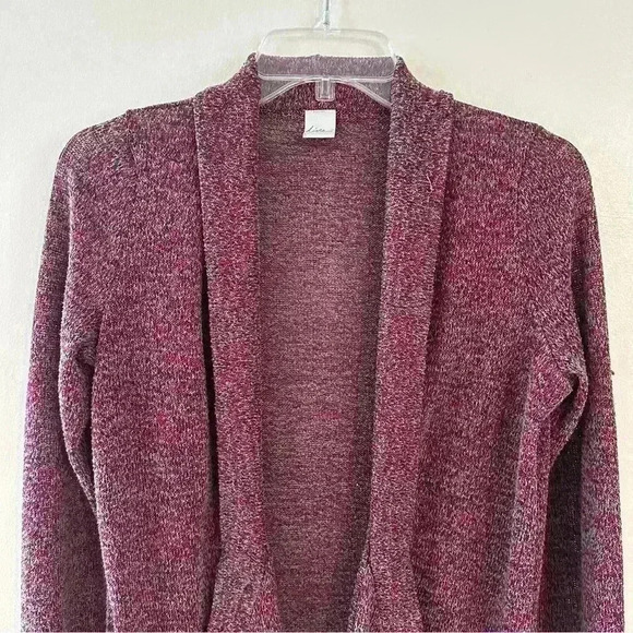 Kirra Purple Open Front Cardigan Sweater Size Large Long Cuffed Sleeve Pockets - Picture 8 of 14
